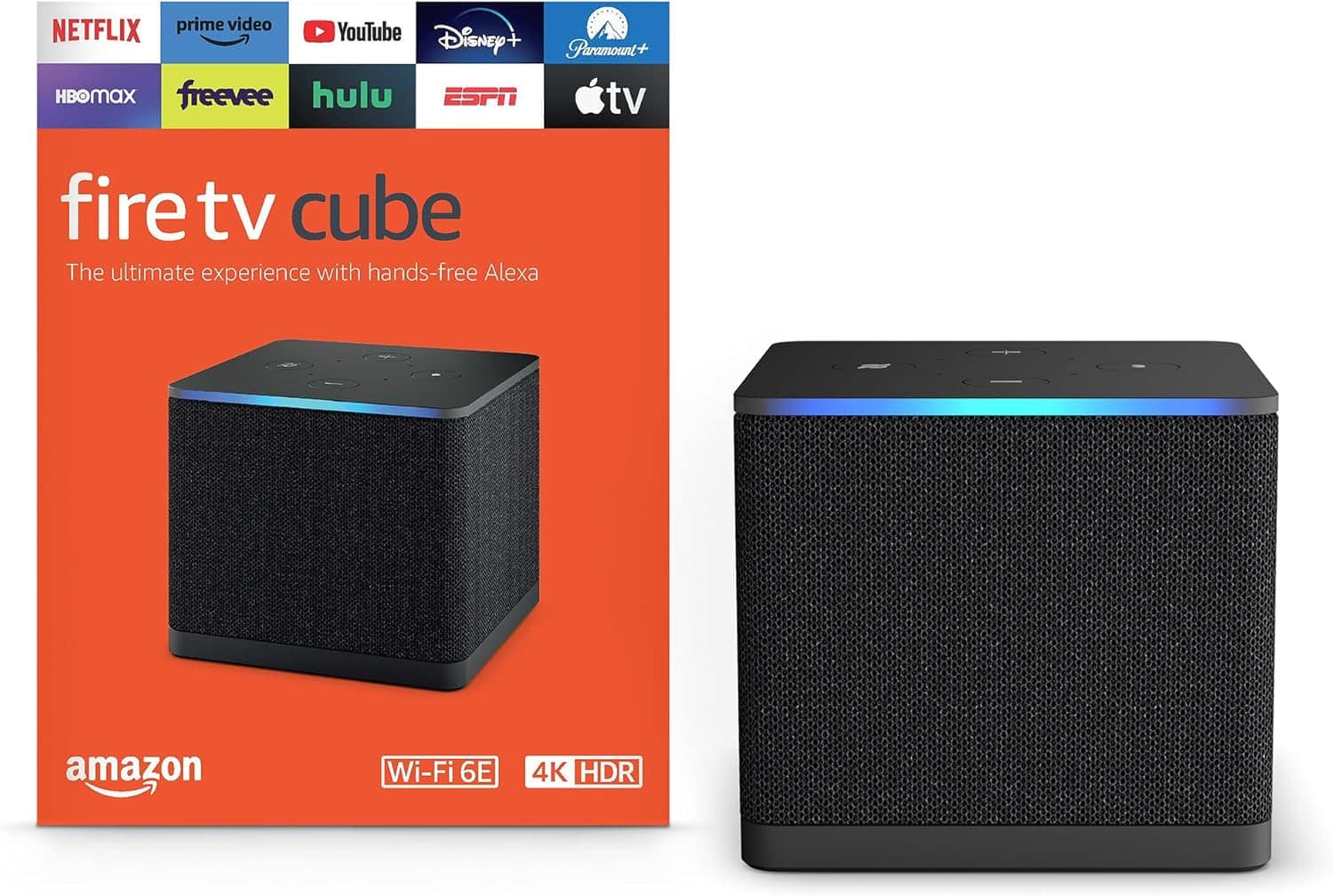 Amazon - Fire TV Cube, with AI-powered Fire TV Search, Hands-free streaming device w/ Alexa, Wi-Fi 6E, 16 GB, 4K Ultra HD -…
