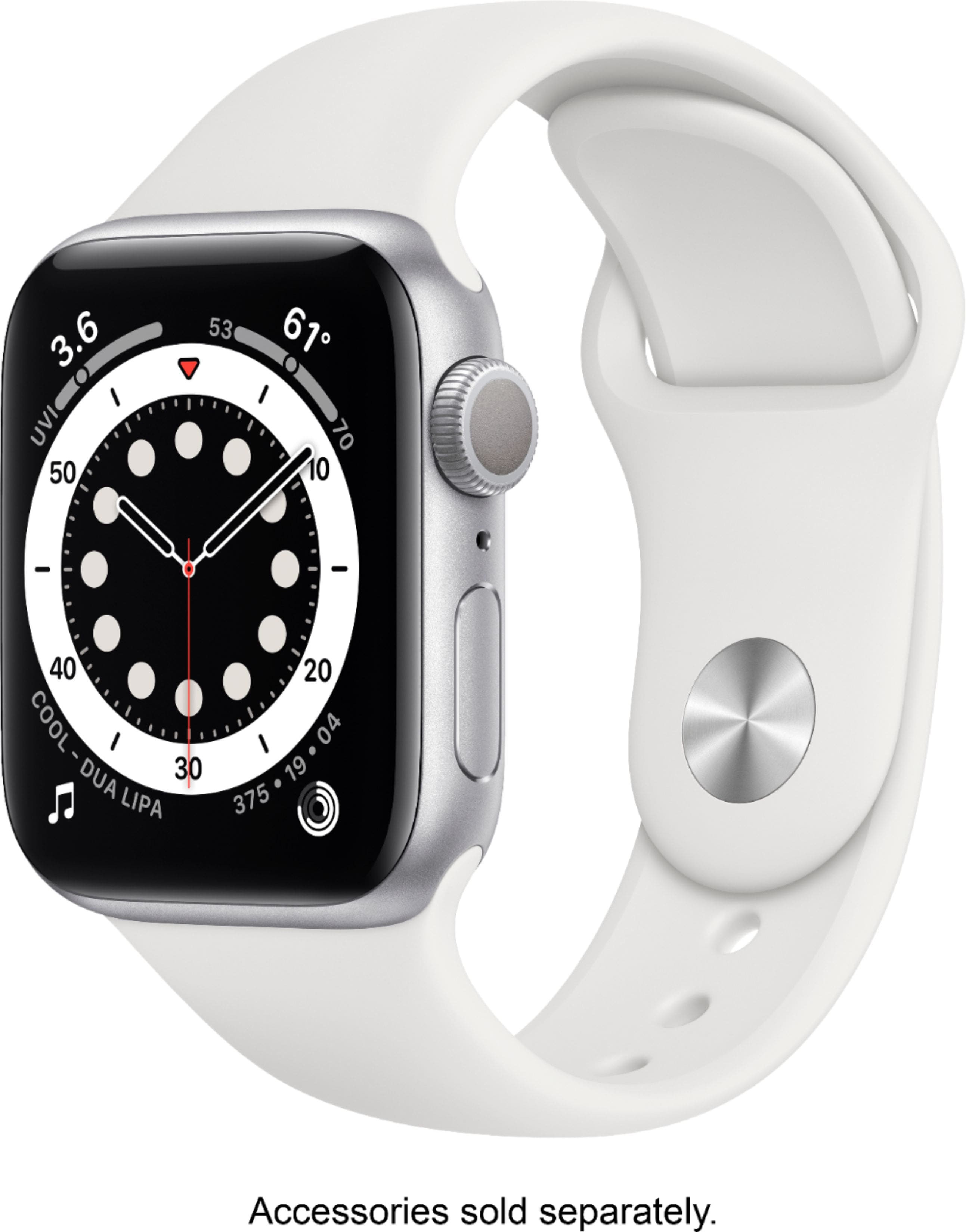 Apple Geek Squad Certified Refurbished Watch Series 6 (GPS) 40mm Aluminum Case with Deep Navy Sport Band - Blue - (2020) pro…