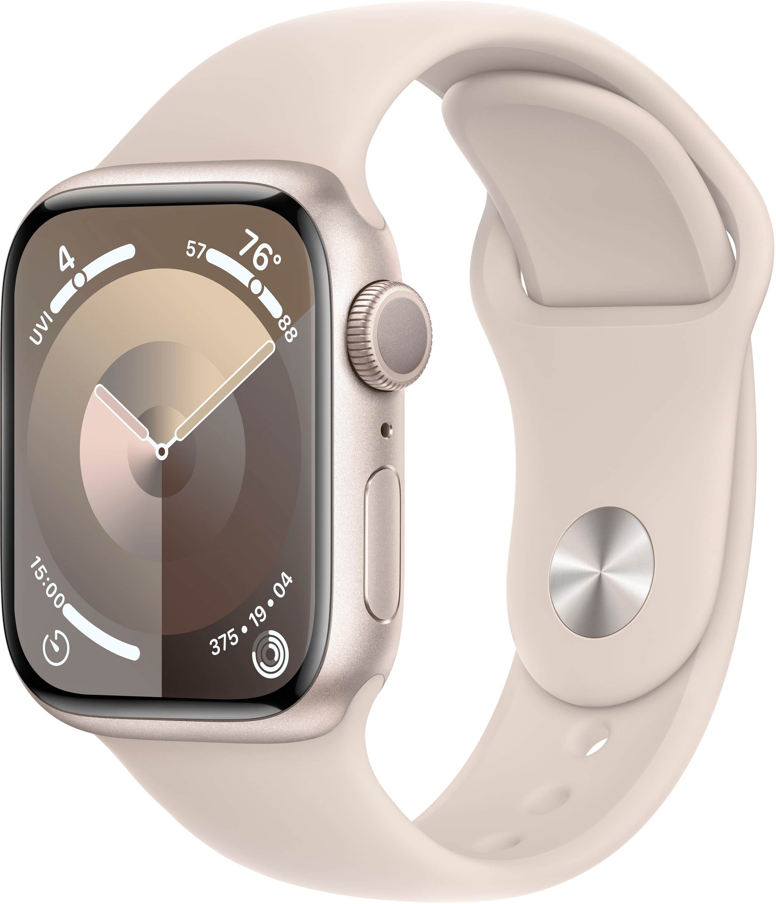Apple GS Cert Refurb Watch Series 9 (GPS) 41mm Starlight Aluminum Case with Starlight Sport Band with Blood Oxygen - M/L - S…