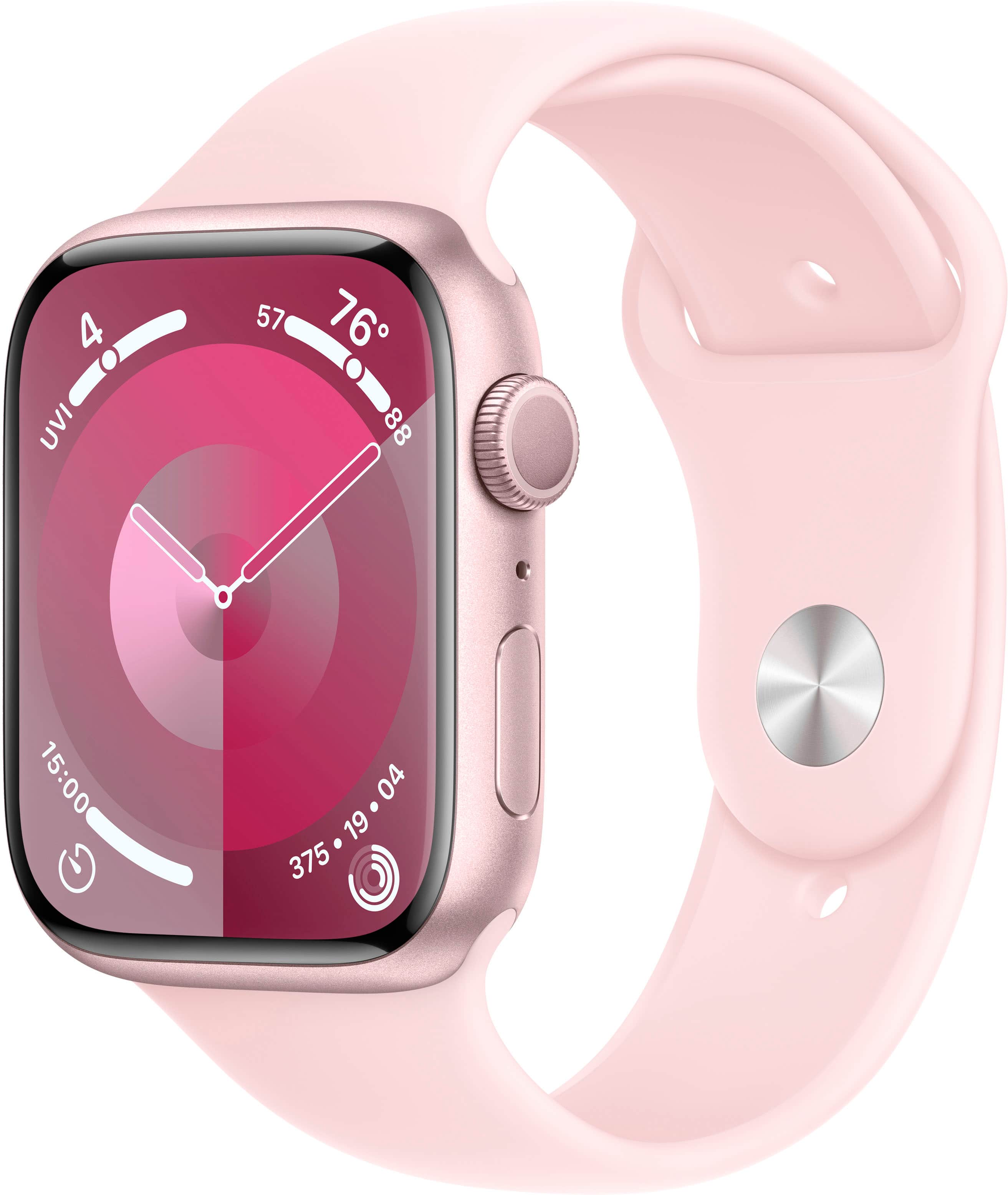 Apple GS Cert Refurb Watch Series 9 (GPS) 45mm Pink Aluminum Case with Light Pink Sport Band with Blood Oxygen - M/L - Pink…