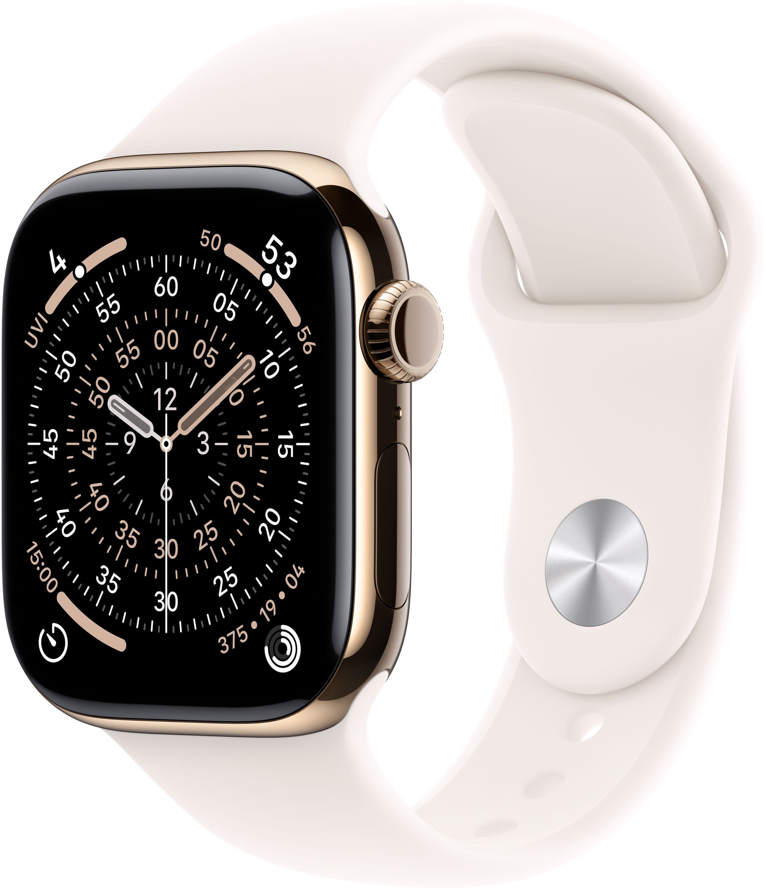Apple Watch Series 11 (GPS+Cellular) 42mm Titanium Case with Light Blush Sport Band - S/M - Gold - (2025) product image