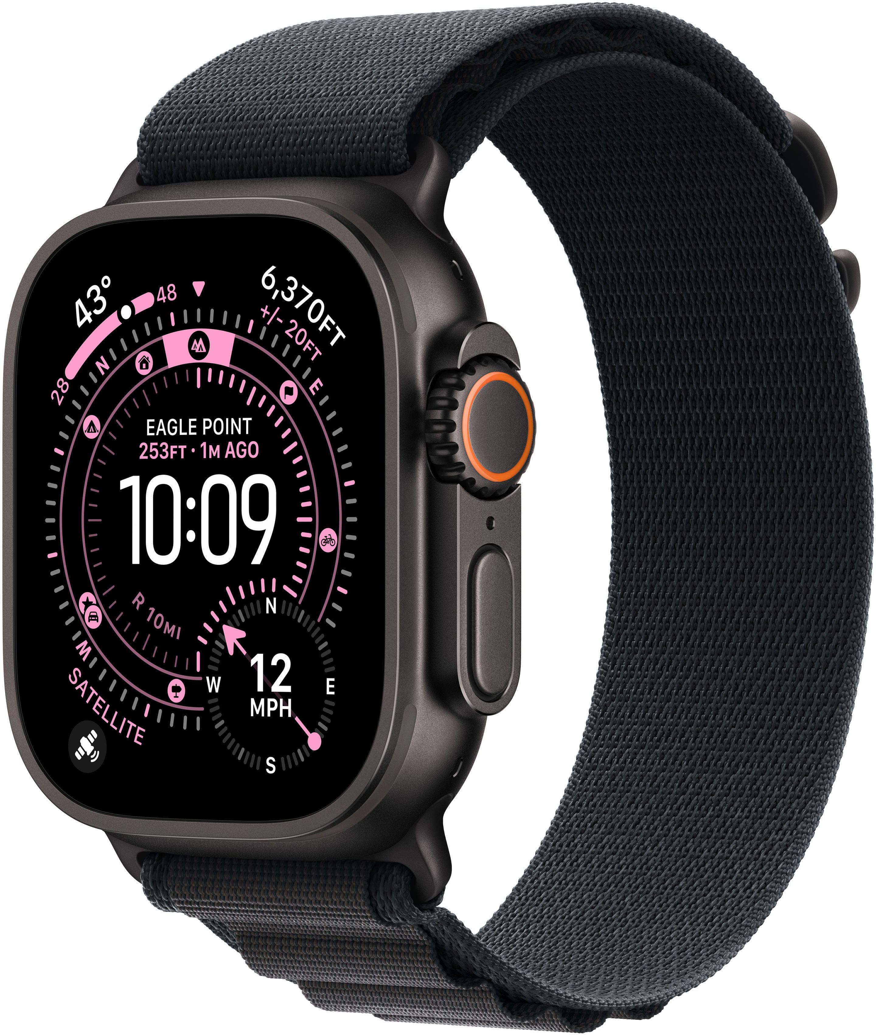 Apple Watch Ultra 3 (GPS+Cellular) 49mm Titanium Case with Black Alpine Loop - Medium - Black - (2025) product image