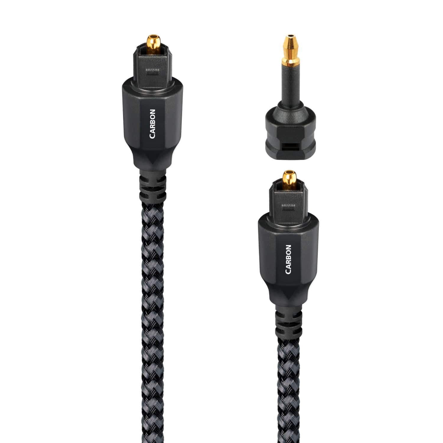 AudioQuest - Carbon Optical 4.9' Digital Toslink Fiber-Optic Cable + Mini-Adaptor with Toslink to Toslink Connectors - Gray…