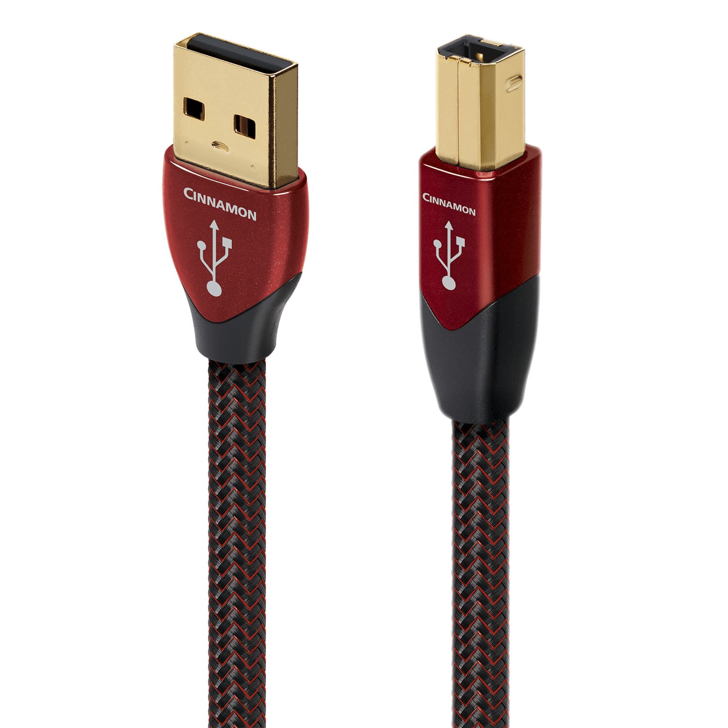AudioQuest - Cinnamon USB-A > B 2.5' Digital High-Definition Audio Cable with USB-A to USB-B Connectors - Red on Black produ…