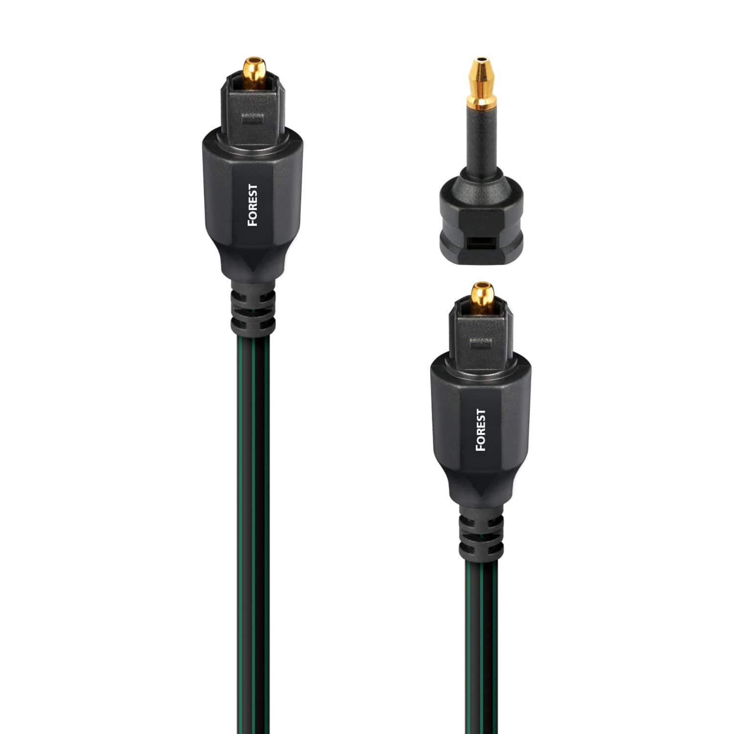 AudioQuest - Forest Optical 52.5' Digital Toslink Fiber-Optic Cable + Mini-Adaptor with Toslink to Toslink Connectors - Blac…