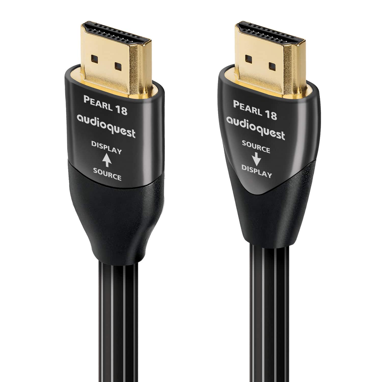 AudioQuest - Pearl 18 32.8' 4K-8K 18Gbps In-Wall Rated HDMI Cable - Black with White Stripes product image