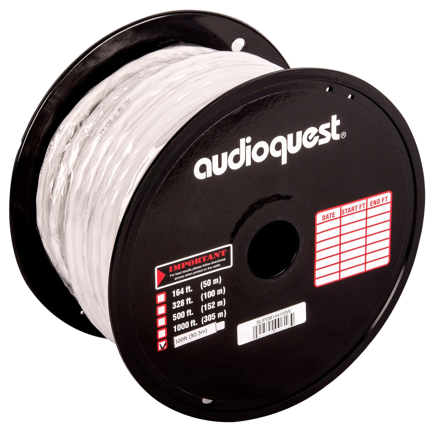 AudioQuest - SLiP/DB-14/4 - 100' CL3/FT4 In-Wall & Direct Burial Rated Bulk Speaker Cable - White/Silver Stripes product ima…