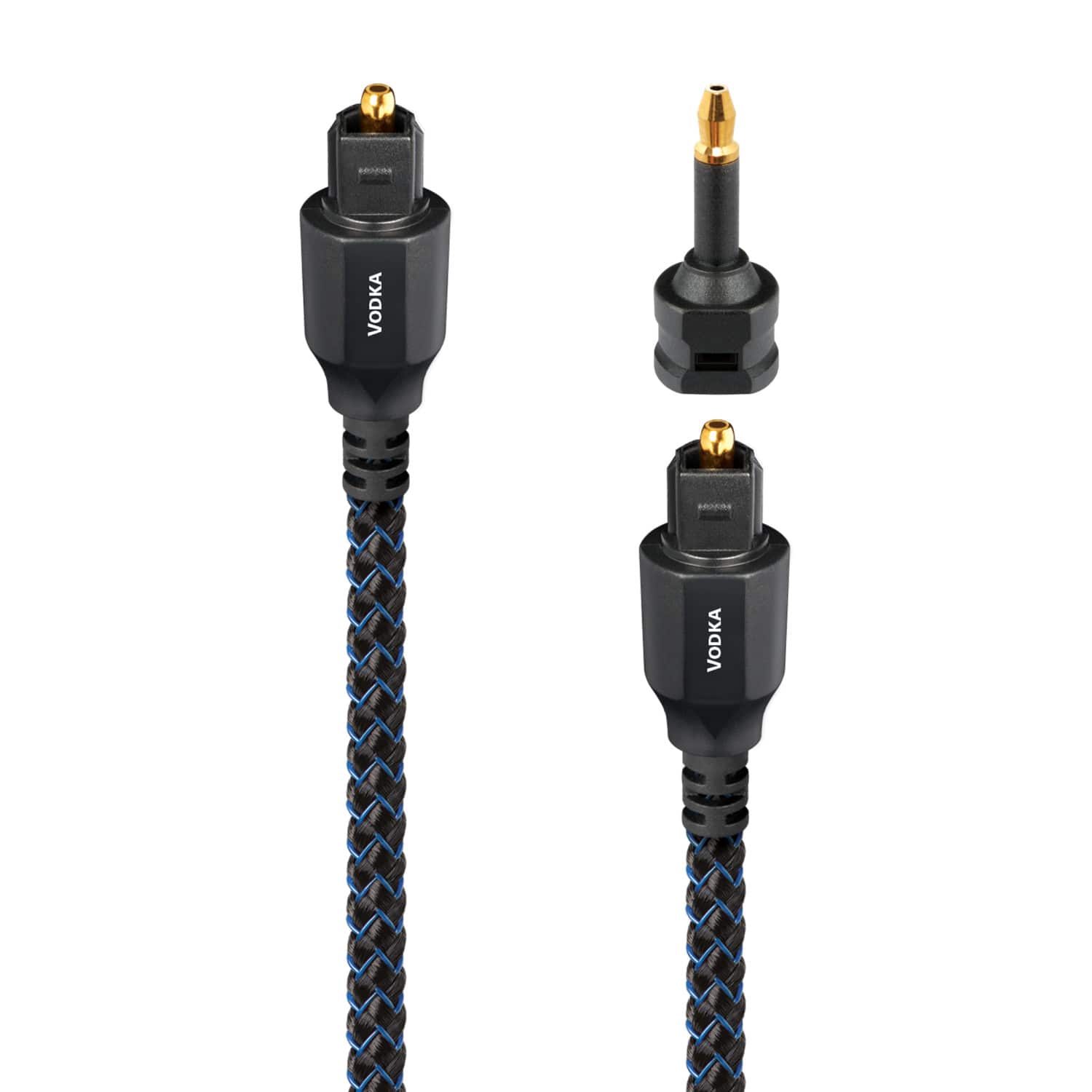 AudioQuest - Vodka Optical 16.4' Digital Toslink Fiber-Optic Cable + Mini-Adaptor with Toslink to Toslink Connectors - Blue…