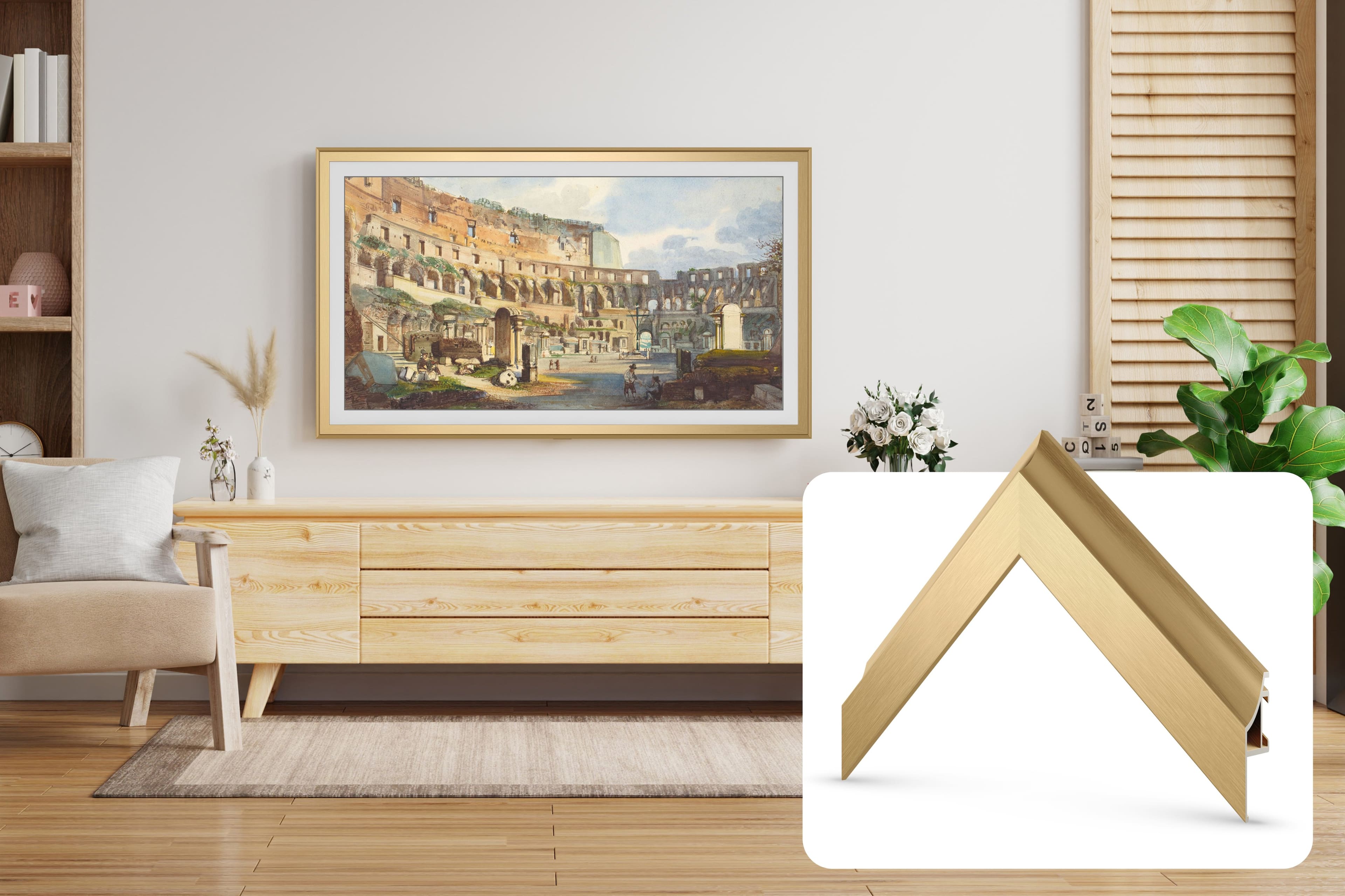 Deco TV Frames - Alloy Prismatic Bezel for Samsung The Frame TV - 50" - Pale Gold product image