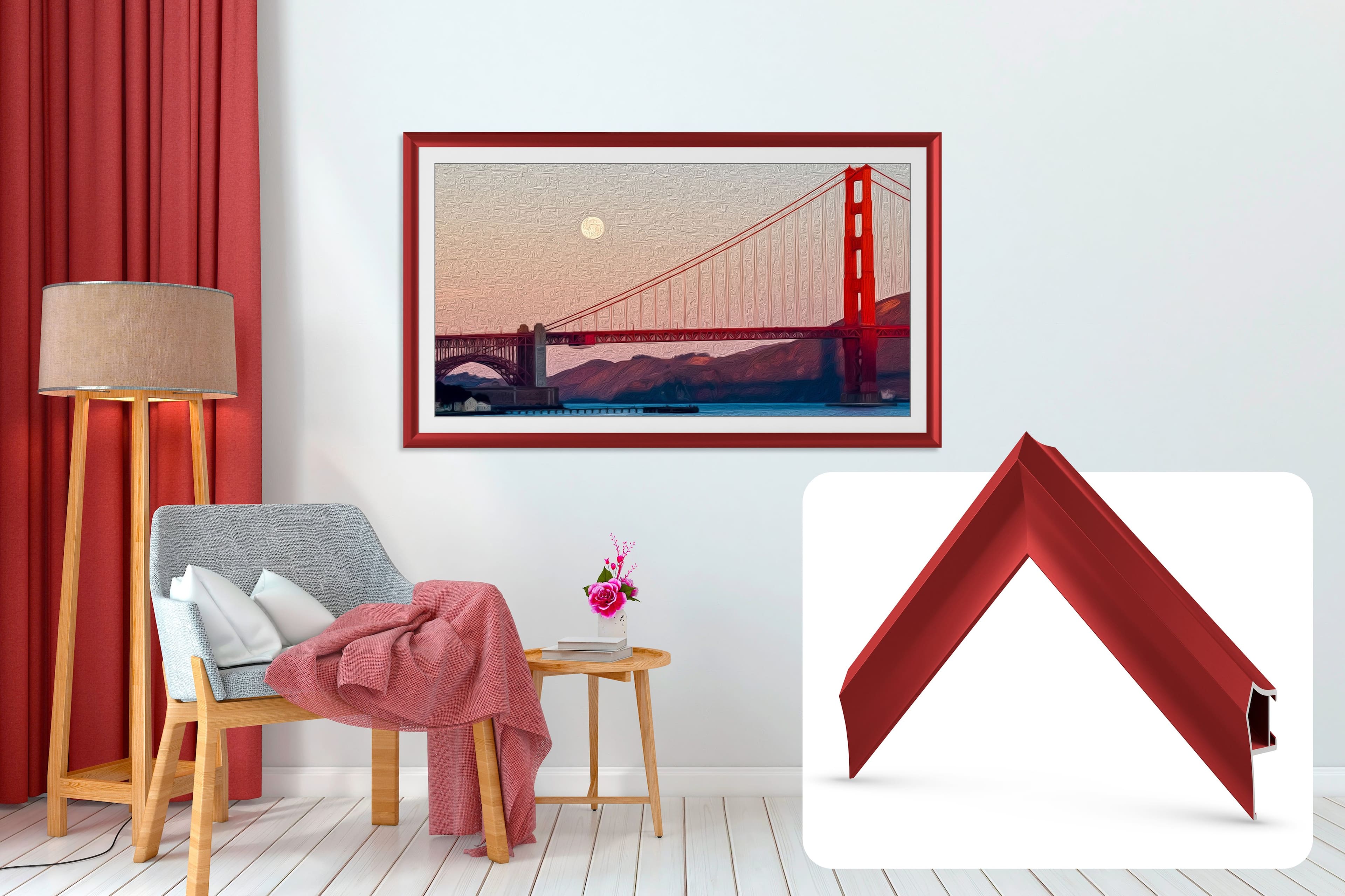 Deco TV Frames - Alloy Prismatic Bezel for Samsung The Frame TV - 55" - Candy Apple Red product image