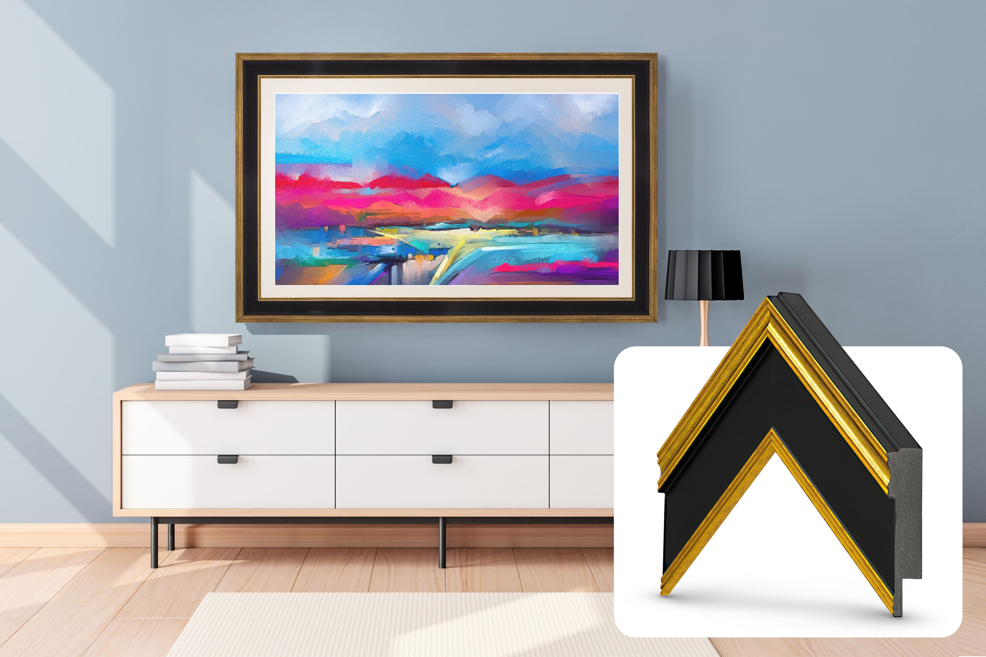 Deco TV Frames - Premiere Bezel for Samsung the Frame TV - 65" - Antique Gold/Black product image