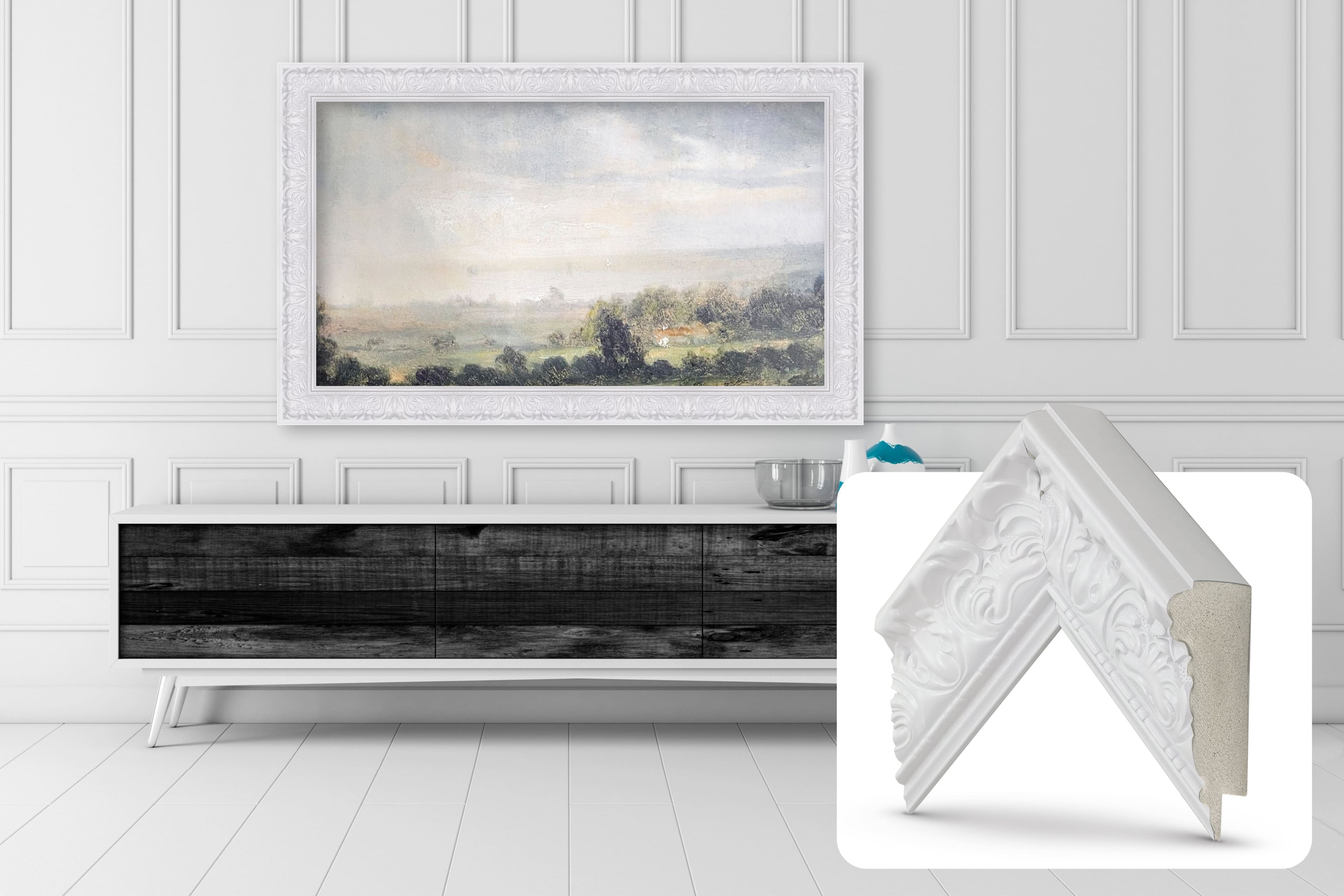 Deco TV Frames - Premiere Bezel for Samsung the Frame TV - 75" - Tuscan Gloss White product image