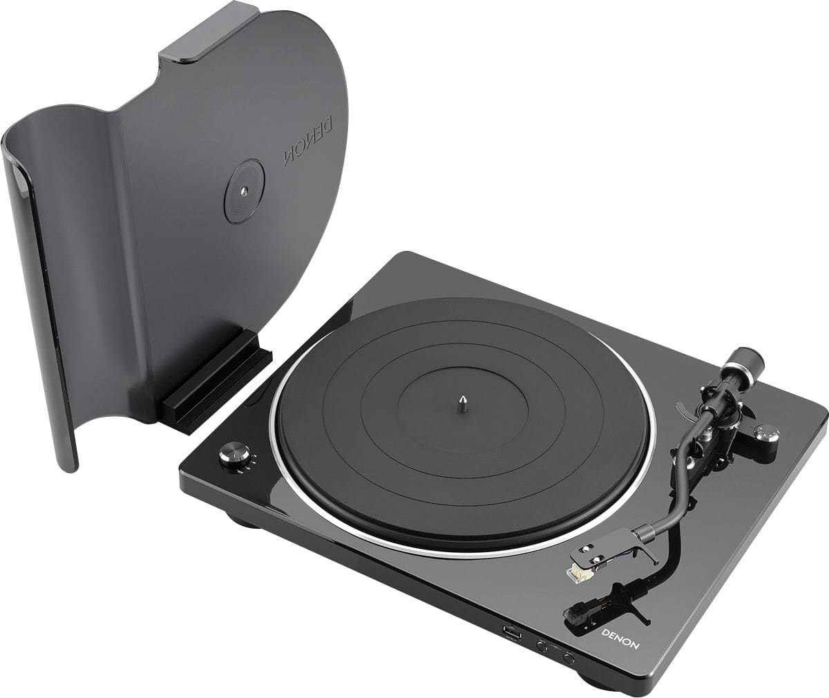 Denon - DP-450USB Semi-Automatic Analog Turntable w Speed Auto Sensor, Supports 33 1/3, 45, 78 RPM (Vintage) Speeds - Black…