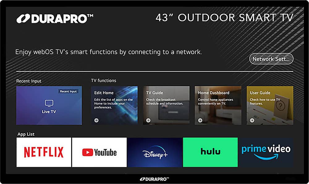 DuraPro - 43" Class Partial Sun Smart Series LED 4K UHD webOS Impact-Resistant Waterproof Smart Outdoor TV with Mount (2025)…