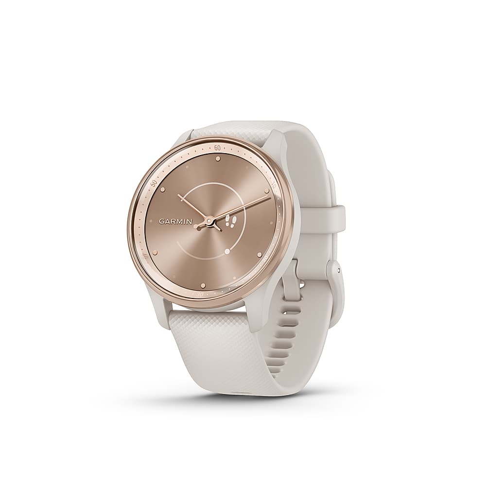 Garmin - vívomove Trend Hybrid Smartwatch 40 mm Fiber-Reinforced Polymer - Peach Gold Stainless Steel with Ivory Band - (202…
