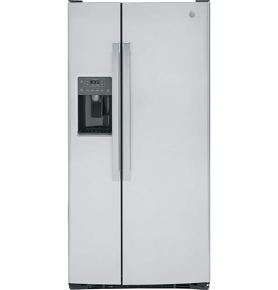GE - 23.0 Cu. Ft. Side-by-Side Refrigerator with External Ice & Water Dispenser - Stainless Steel product image