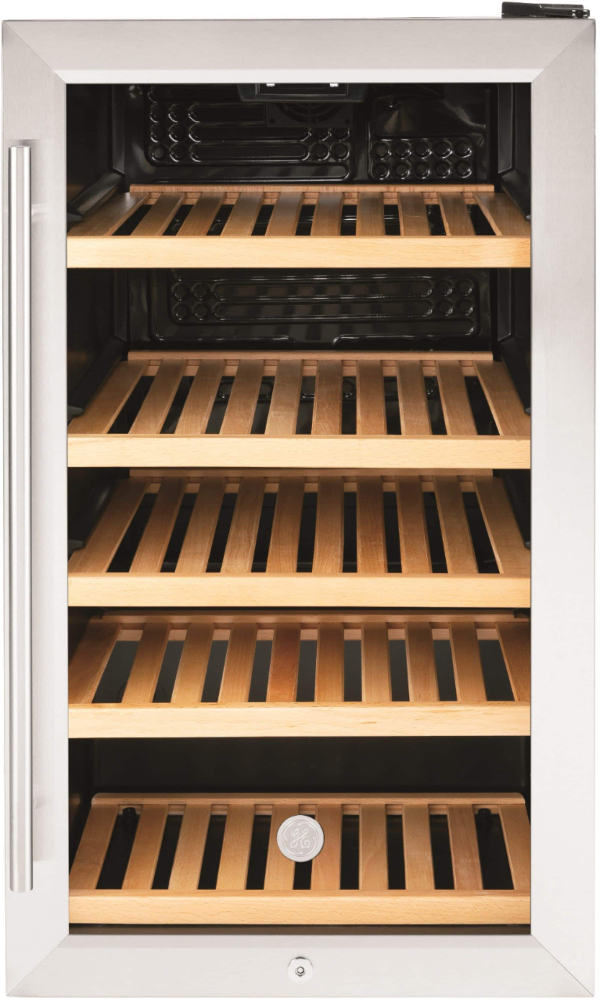 GE - 31-Bottle or 109-Can Wine and Beverage Cooler - Stainless Steel product image