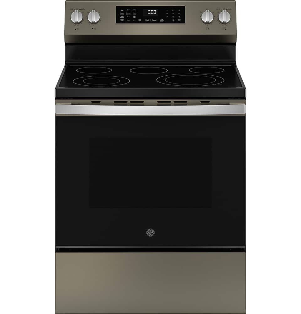 GE - 5.3 Cu. Ft. Freestanding Electric Convection Range with Steam Cleaning and EasyWash Tray - Black product image