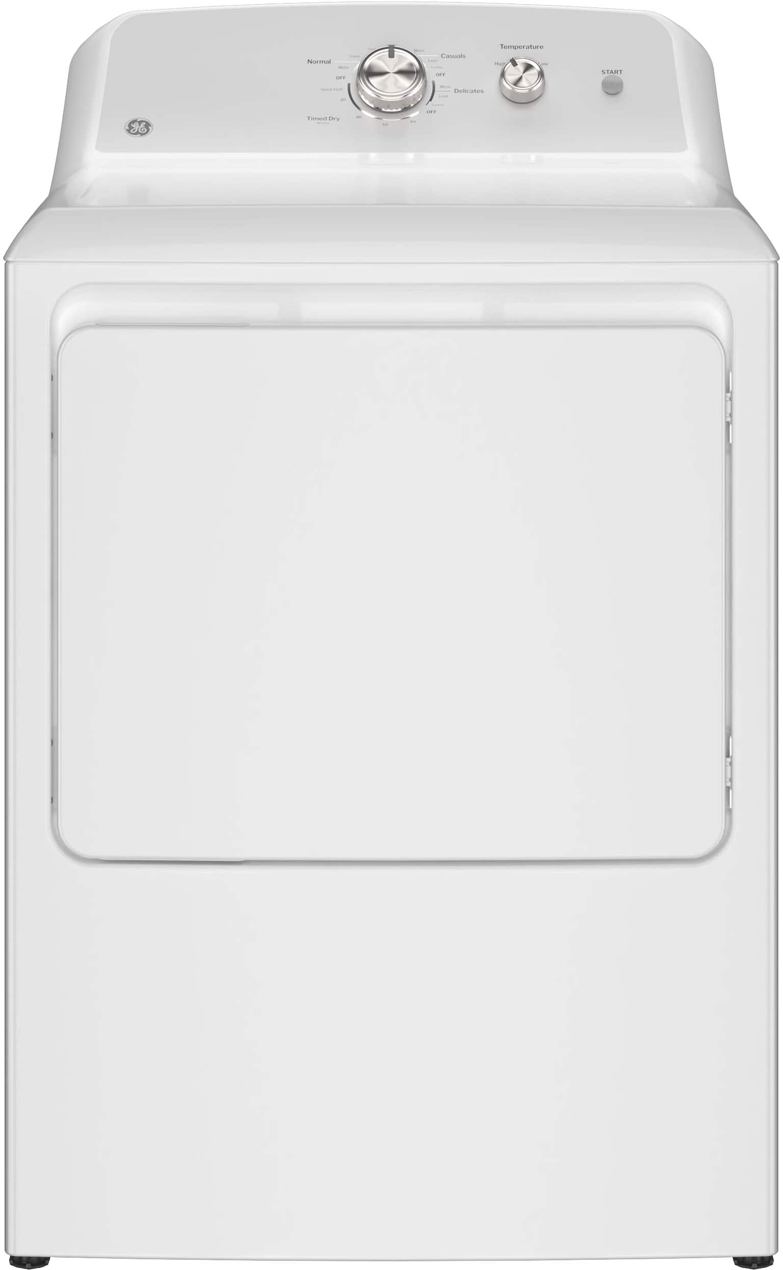 GE - 6.2 Cu. Ft. Electric Dryer with Shallow Depth Design - White with Silver Matte product image