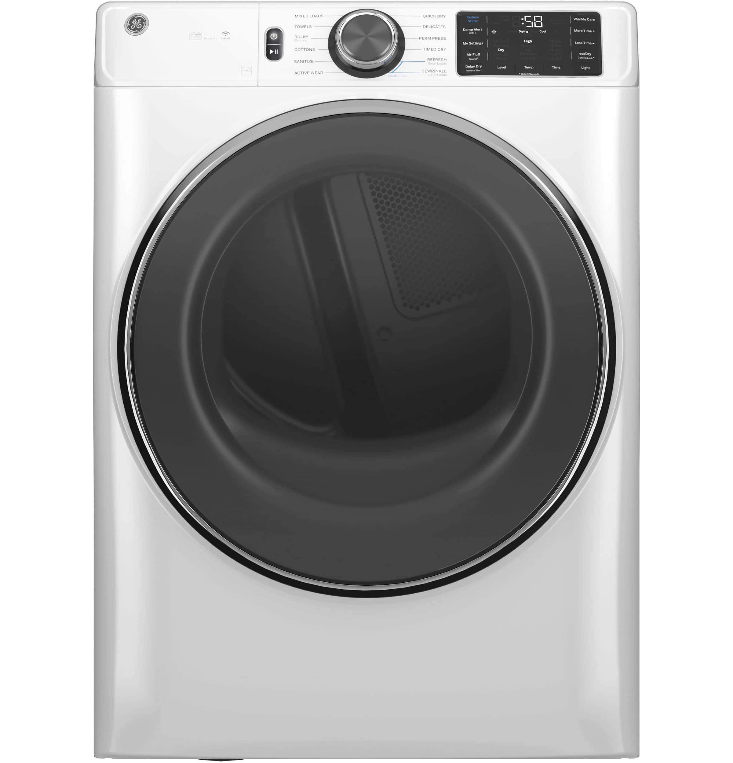 GE - 7.8 Cu. Ft. Stackable Smart Gas Dryer with Steam - White product image