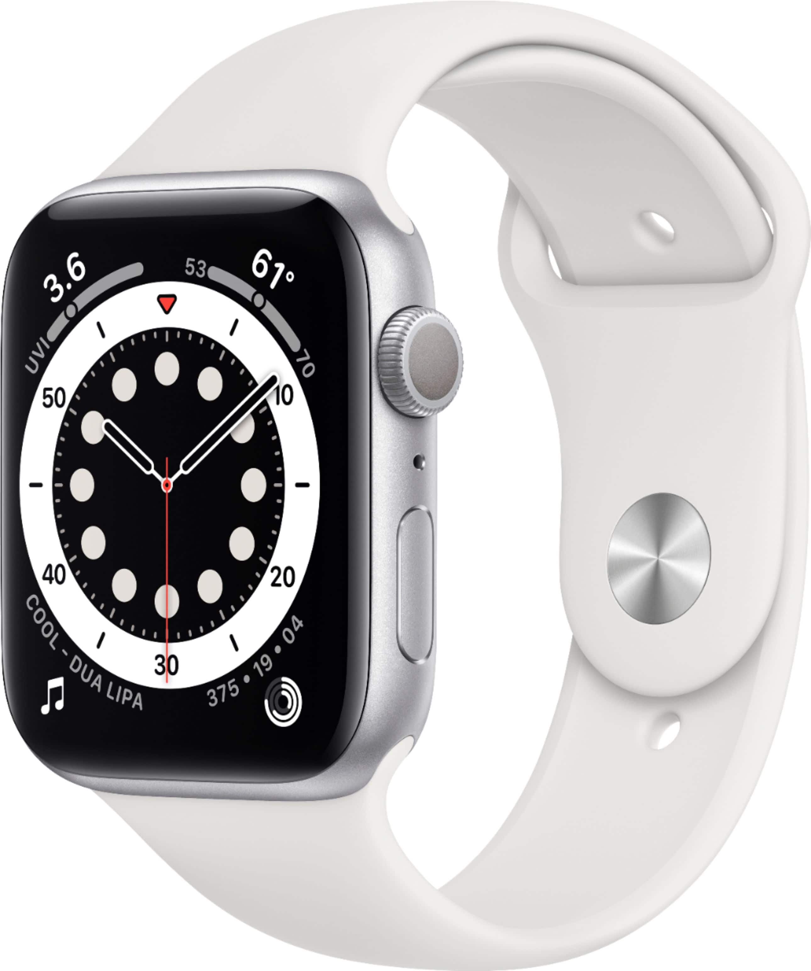 Geek Squad Certified Refurbished Apple Watch Series 6 (GPS) 44mm Silver Aluminum Case with White Sport Band - Silver product…