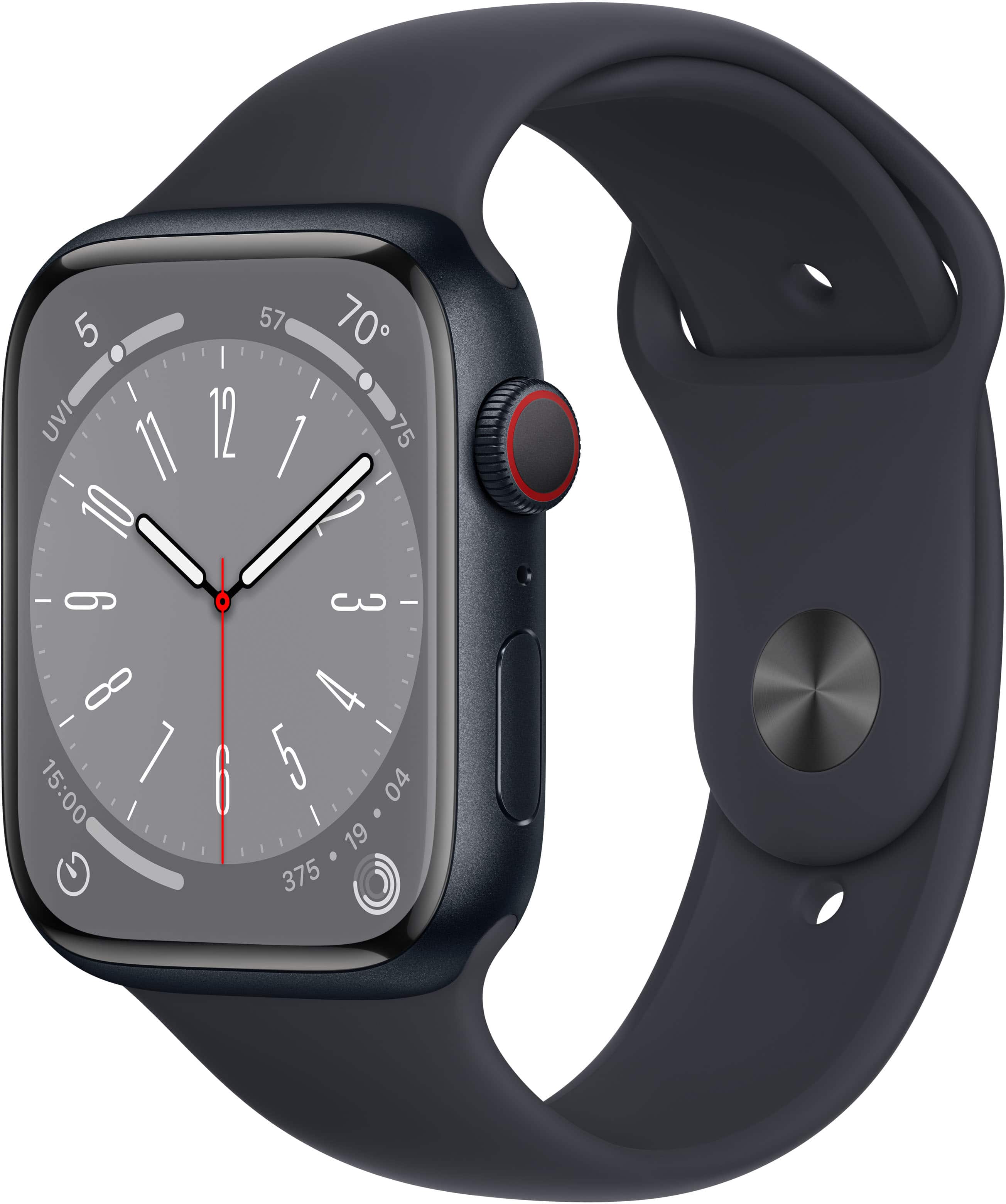 Geek Squad Certified Refurbished Apple Watch Series 8 (GPS + Cellular) 45mm Aluminum Case with Midnight Sport Band - M/L - M…
