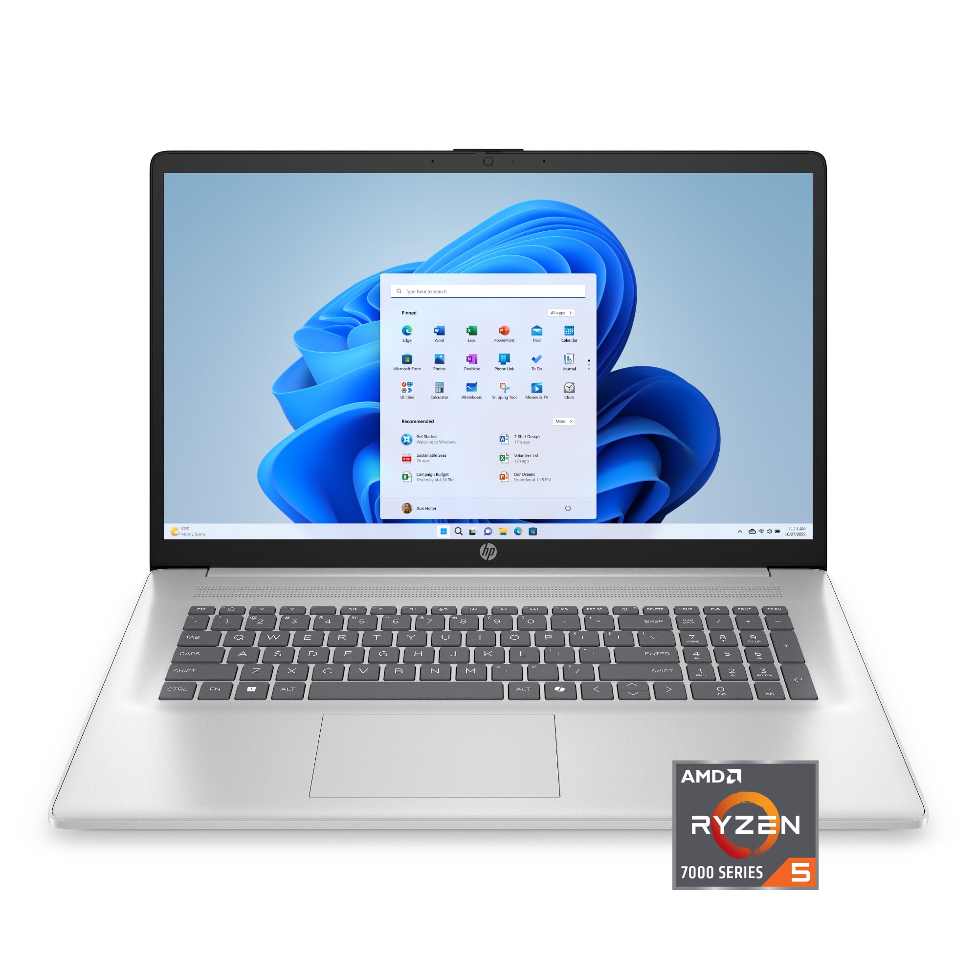 HP - 17.3" Full HD Laptop - AMD Ryzen 5 7520U 2023 - 8GB Memory - 512GB SSD - Natural Silver product image