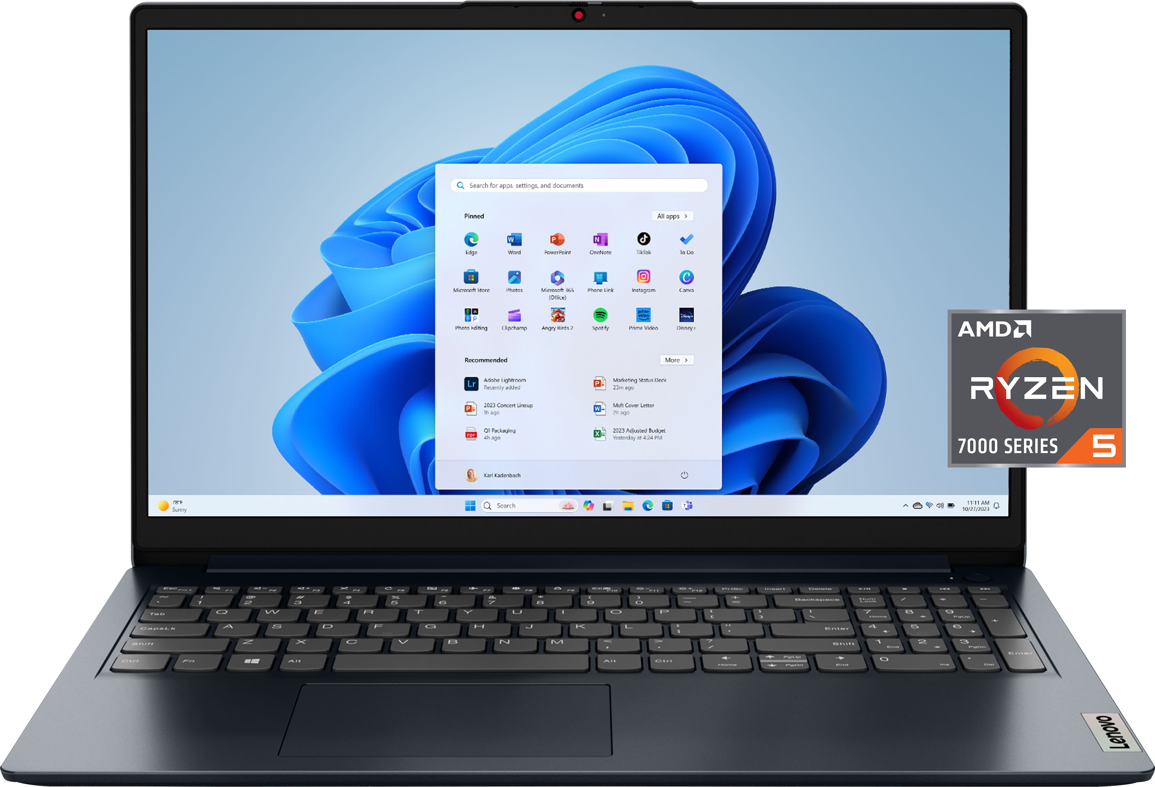 Lenovo - IdeaPad 1 15.6" Full HD Laptop - AMD Ryzen 5 7520U 2022 - 8GB Memory- 256GB SSD - Abyss Blue product image