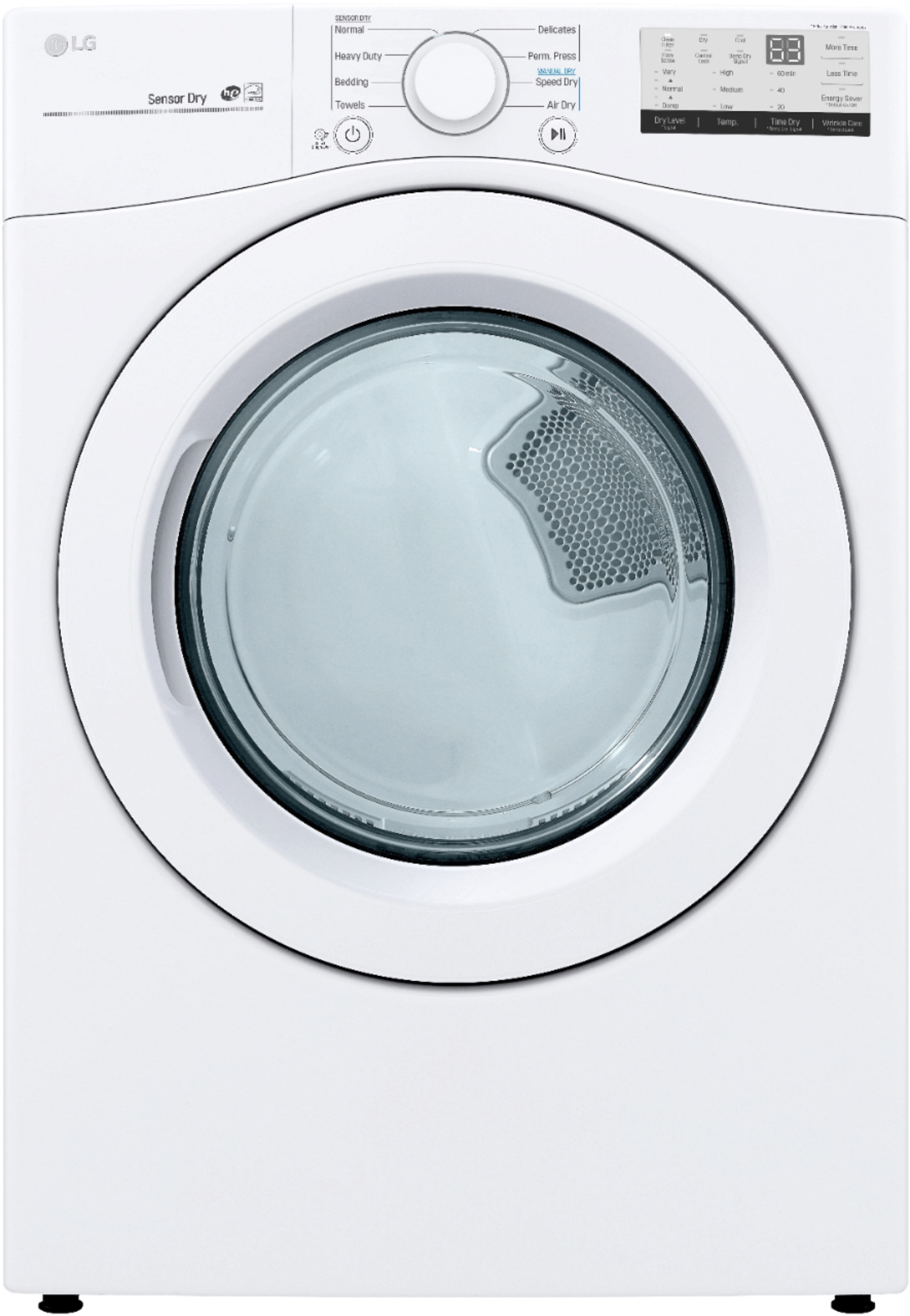 LG - 7.4 Cu. Ft. Stackable Electric Dryer with FlowSense - White product image