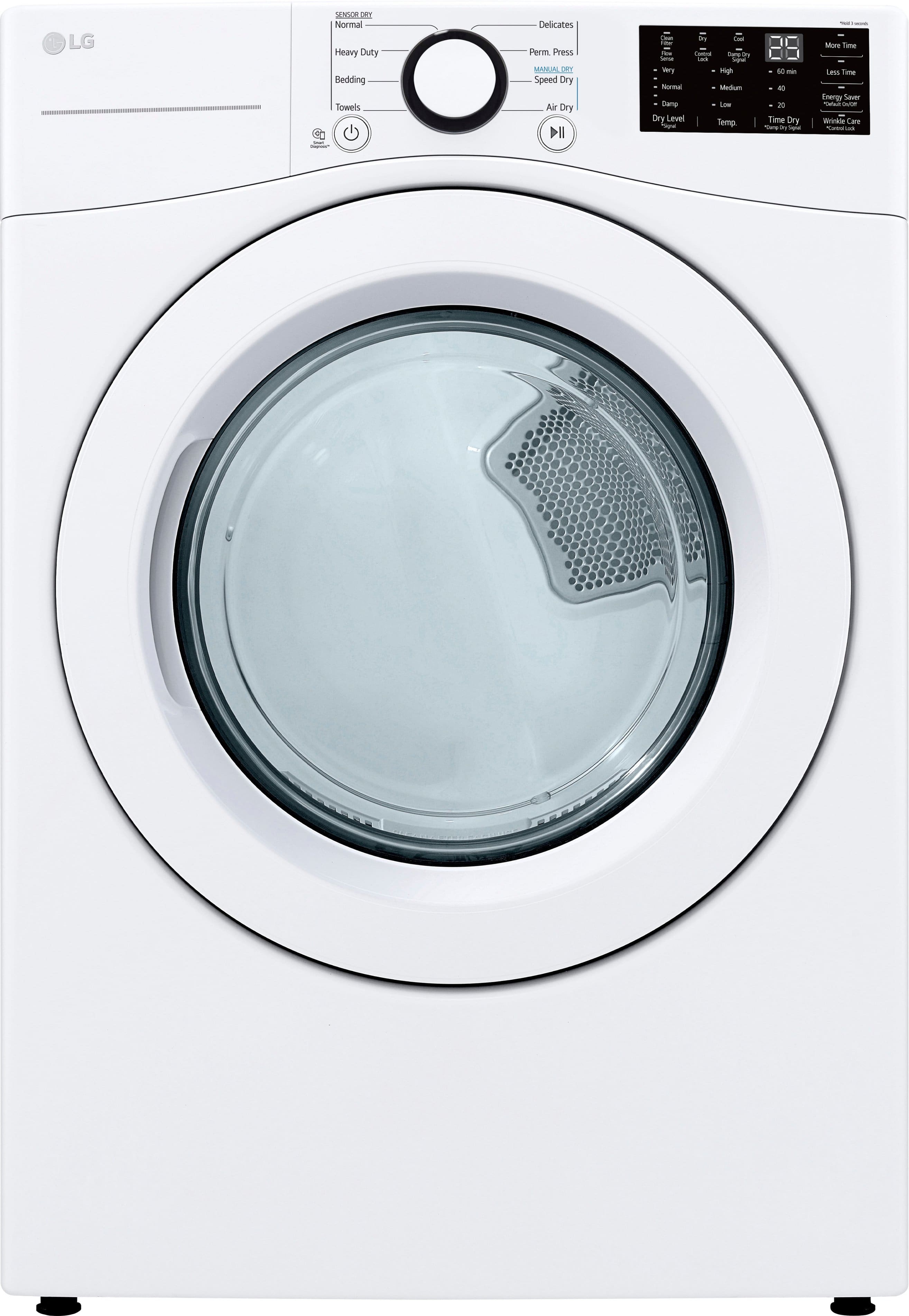 LG - 7.4 Cu. Ft. Stackable Electric Dryer with Wrinkle Care - White product image