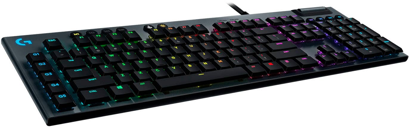 Logitech - G815 LIGHTSYNC Full-size Wired Mechanical GL Clicky Switch Gaming Keyboard with RGB Backlighting - Carbon product…