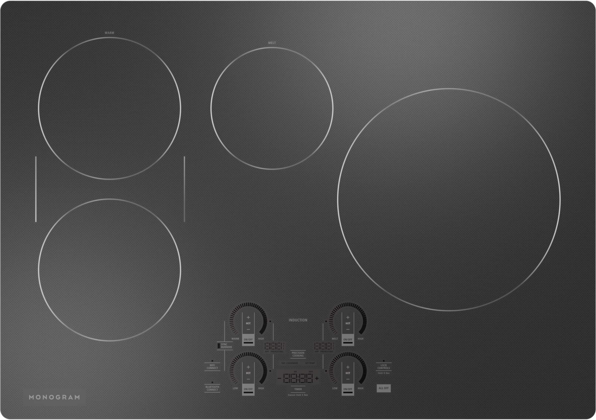 Monogram - 30" Built-In Induction Cooktop with 4 Cooking Elements and Precision Temperature Control - Black Graphite product…