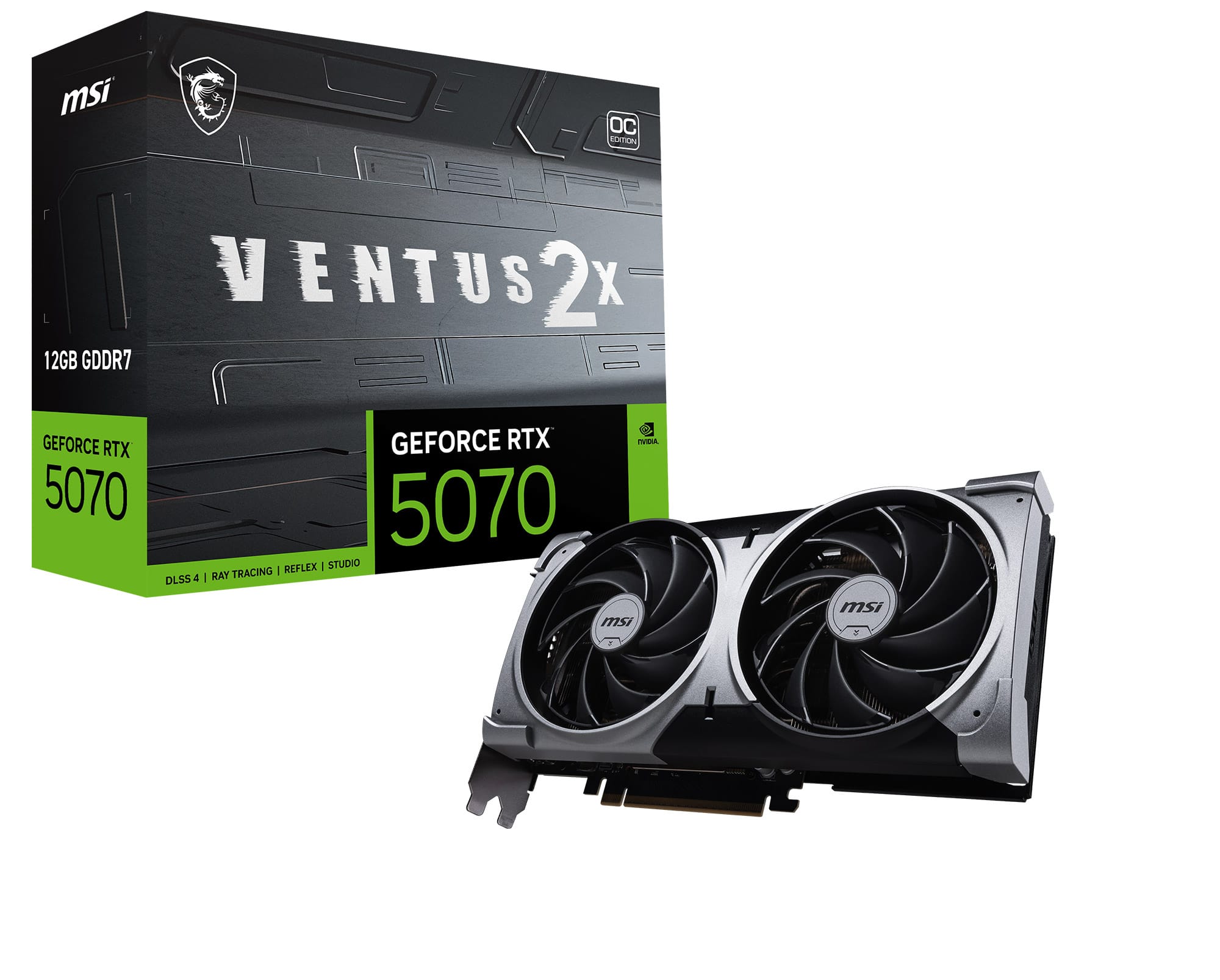 MSI - NVIDIA GeForce RTX 5070 12G VENTUS 2X OC 12GB GDDR7 PCI Express Gen 5 Graphics Card - Black product image