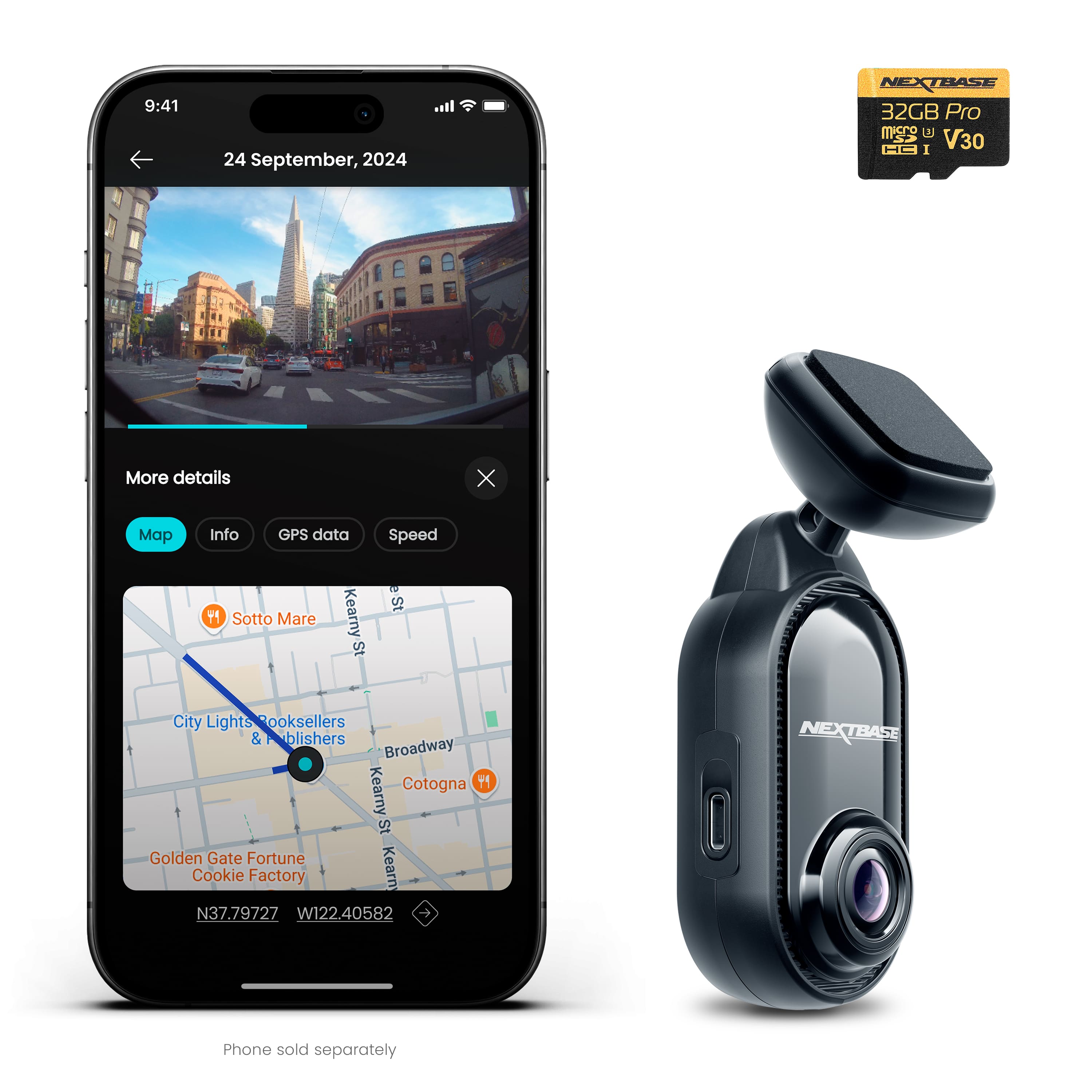 Nextbase - 2K Piqo Dash Cam - Compact 2K with GPS, WiFi, Bluetooth, Parking Mode & SOS - Black product image