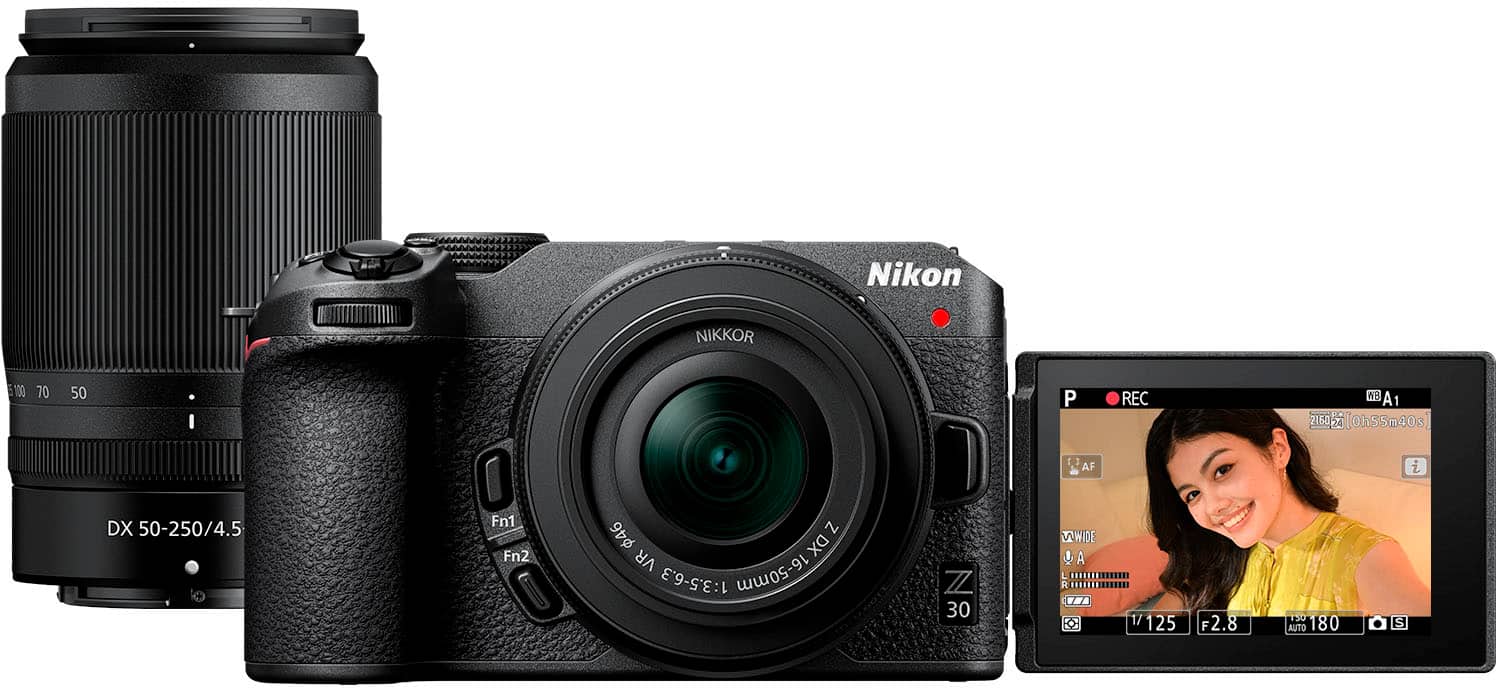 Nikon - Z 30 4K Mirrorless Camera 2-Lens Kit with NIKKOR Z DX 16-50mm f/3.5-6.3 VR and NIKKOR Z DX 50-250mm f/4.5-6.3 VR Len…