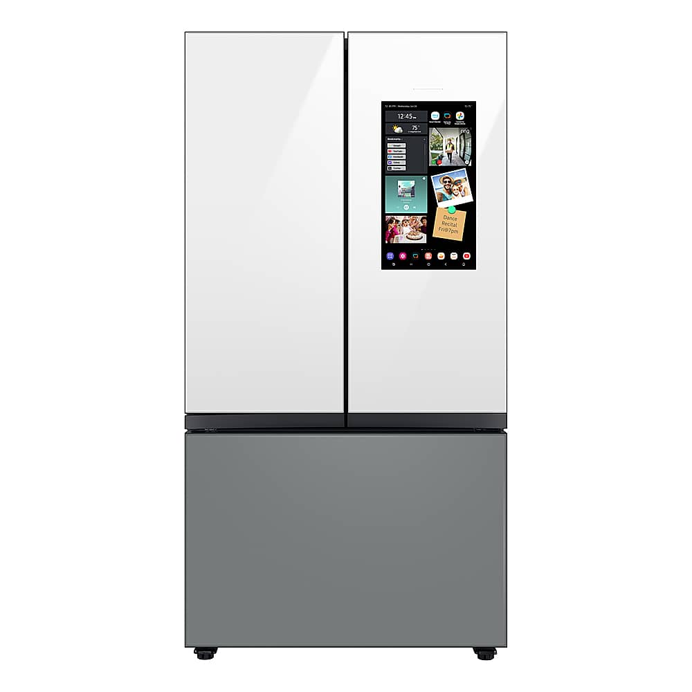 Samsung - BESPOKE 30 cu. ft 3-Door French Door Smart Refrigerator with Family Hub - Gray Glass product image
