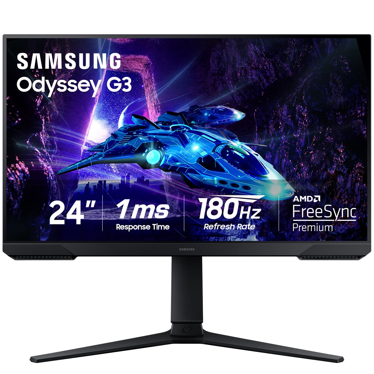 Samsung - Odyssey G30D 24" LED FHD AMD FreeSync Premium 180Hz 1ms Gaming Monitor (DisplayPort, HDMI) - Black product image